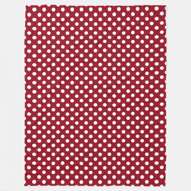 White Polka Dots on Crimson Red Fleece Blanket (Front)