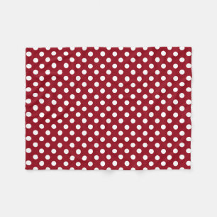White Polka Dots on Crimson Red Fleece Blanket