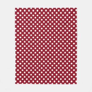 White Polka Dots on Crimson Red Fleece Blanket