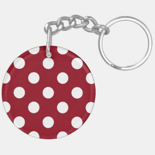 White Polka Dots on Crimson Red Key Ring