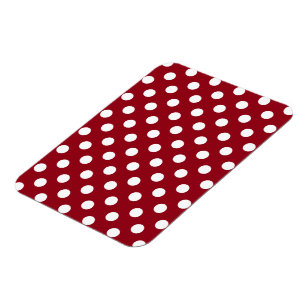 White Polka Dots on Crimson Red Magnet