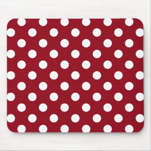 White Polka Dots on Crimson Red Mouse Mat