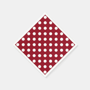 White Polka Dots on Crimson Red Napkin