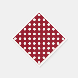 White Polka Dots on Crimson Red Napkin