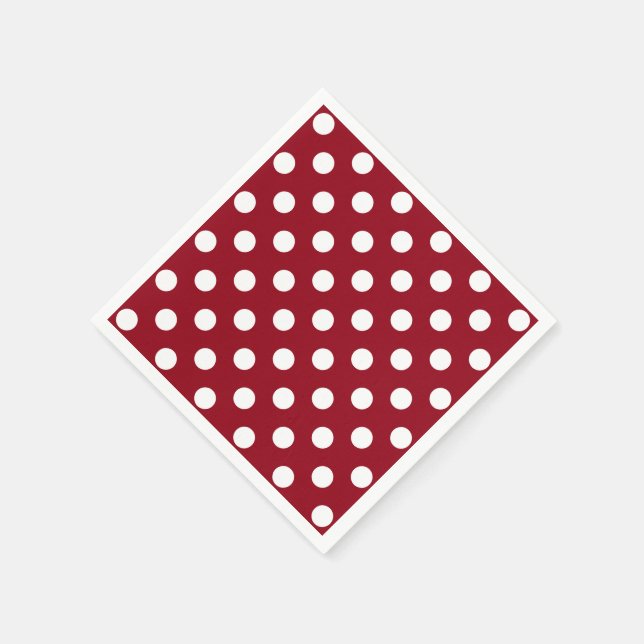 White Polka Dots on Crimson Red Napkin (Corner)