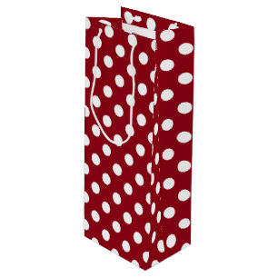 White Polka Dots on Crimson Red Wine Gift Bag
