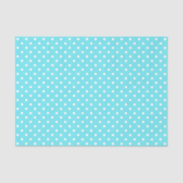 white polka dots on cyan aqua background tissue paper (Front)