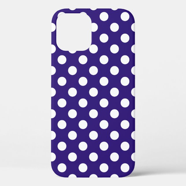 White polka dots on dark blue Case-Mate iPhone case (Back)