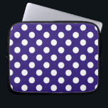 White polka dots on dark blue laptop sleeve<br><div class="desc">White polka dots on dark blue</div>