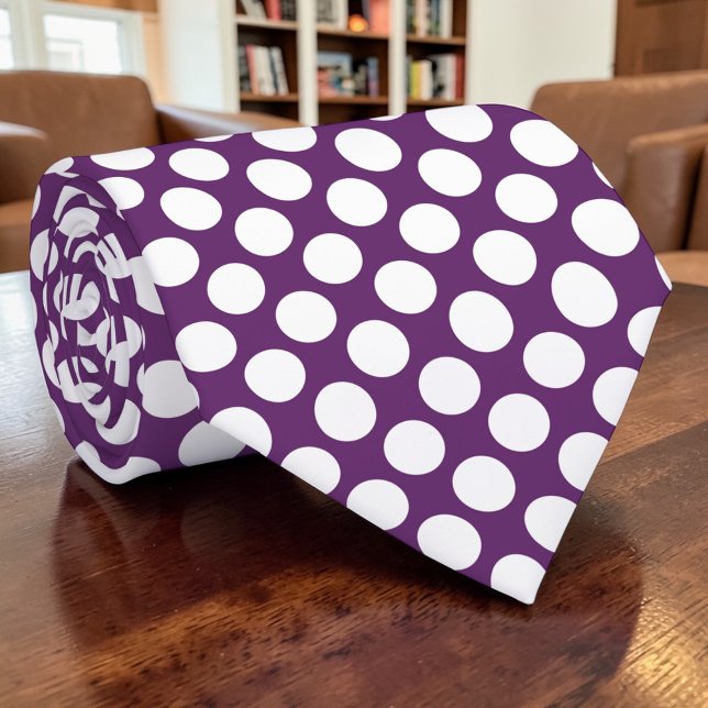 White Polka Dots on Deep Purple Custom Tie (Creator Uploaded)