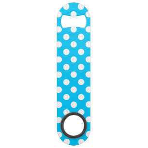 White polka dots on electric blue