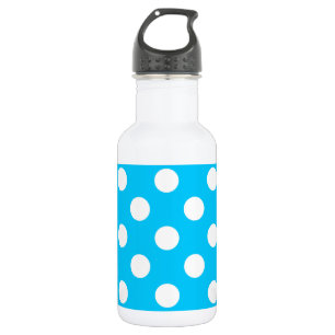 White polka dots on electric blue 532 ml water bottle