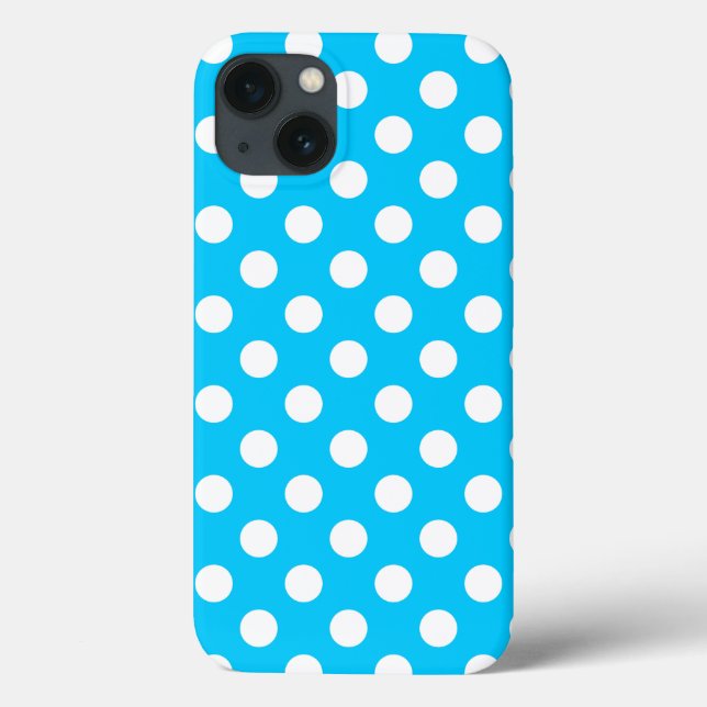 White polka dots on electric blue Case-Mate iPhone Case-Mate iPhone Case (Back)