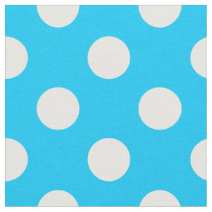 White polka dots on electric blue fabric