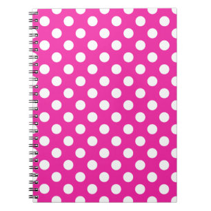 White polka dots on fuchsia notebook