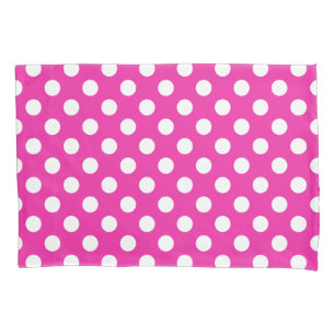 White polka dots on fuchsia pillowcase