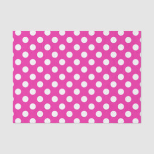 White polka dots on fuchsia tissue paper