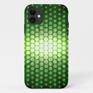 White Polka Dots on Green Background iPhone 11 Case