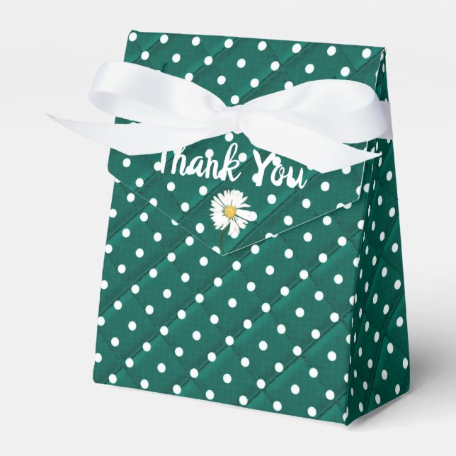 white polka dots on green favour box (Front Side)