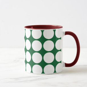 White Polka Dots on Green Mug