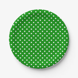 White Polka Dots on Green Paper Plate