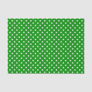 White Polka Dots on Green Tissue Paper