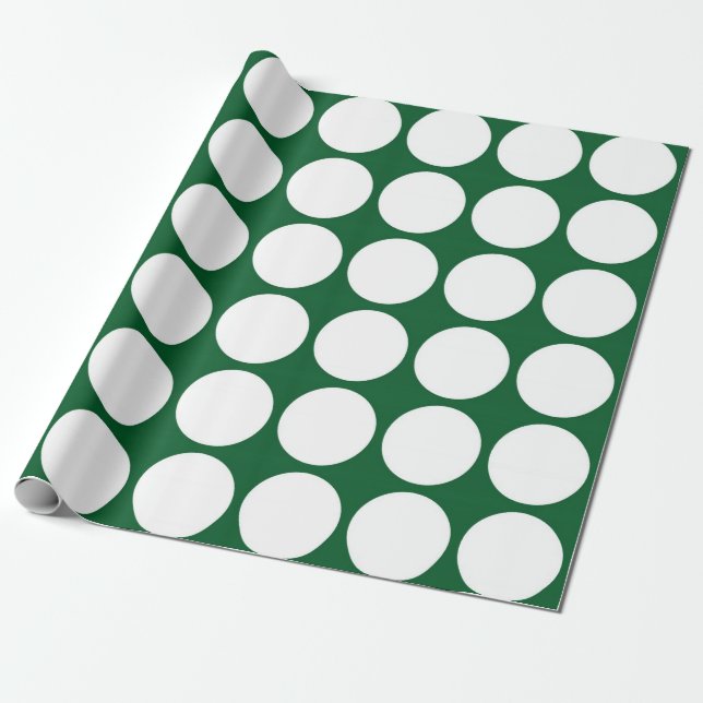 White Polka Dots on Green Wrapping Paper (Unrolled)