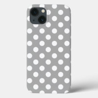 White polka dots on grey Case-Mate iPhone case