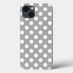 White polka dots on grey Case-Mate iPhone case