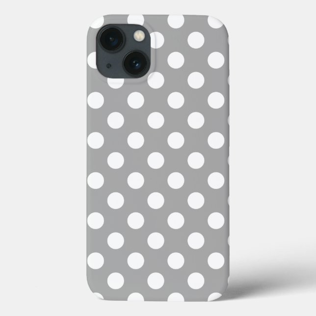 White polka dots on grey Case-Mate iPhone case (Back)