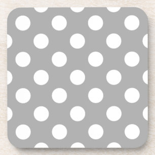 White polka dots on grey coaster