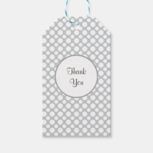 White Polka Dots on Grey Custom Thank You Tag