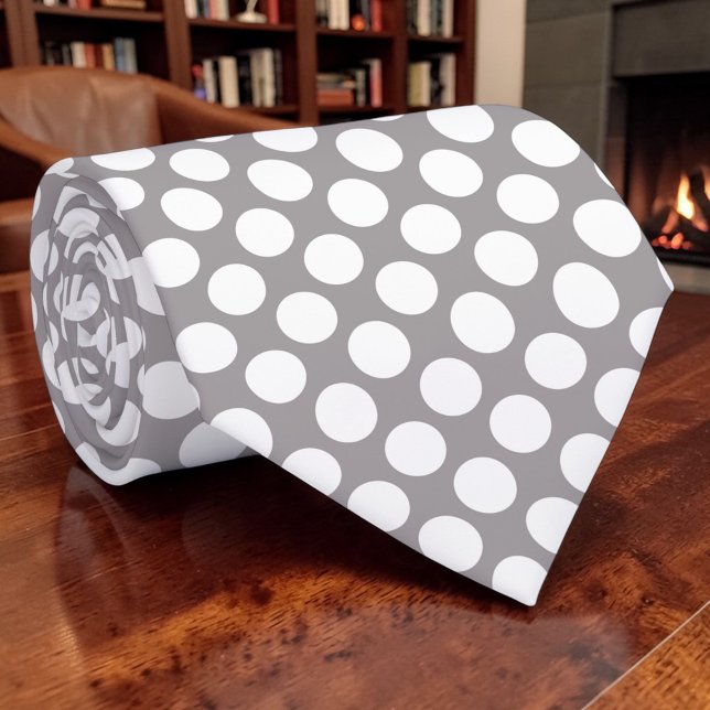 White Polka Dots on Grey Custom Tie (Creator Uploaded)