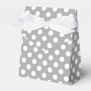 White polka dots on grey favour box