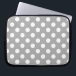 White polka dots on grey laptop sleeve<br><div class="desc">White polka dots on grey</div>