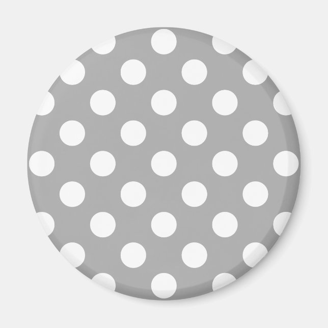 White polka dots on grey magnet (Front)