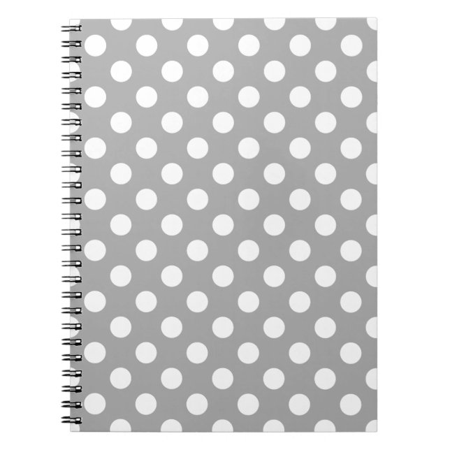 White polka dots on grey notebook (Front)