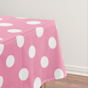 White Polka Dots on Happy Pink Tablecloth