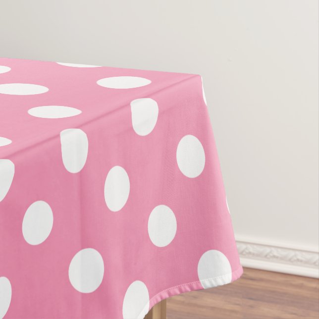 White Polka Dots on Happy Pink Tablecloth (In Situ)