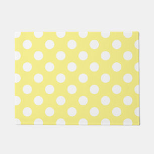 White polka dots on lemon yellow doormat