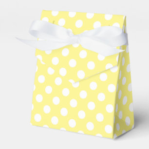 White polka dots on lemon yellow favour box