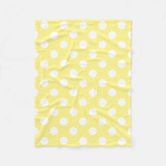 White polka dots on lemon yellow fleece blanket (Front)