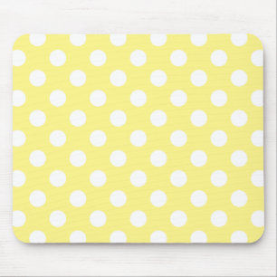 White polka dots on lemon yellow mouse mat
