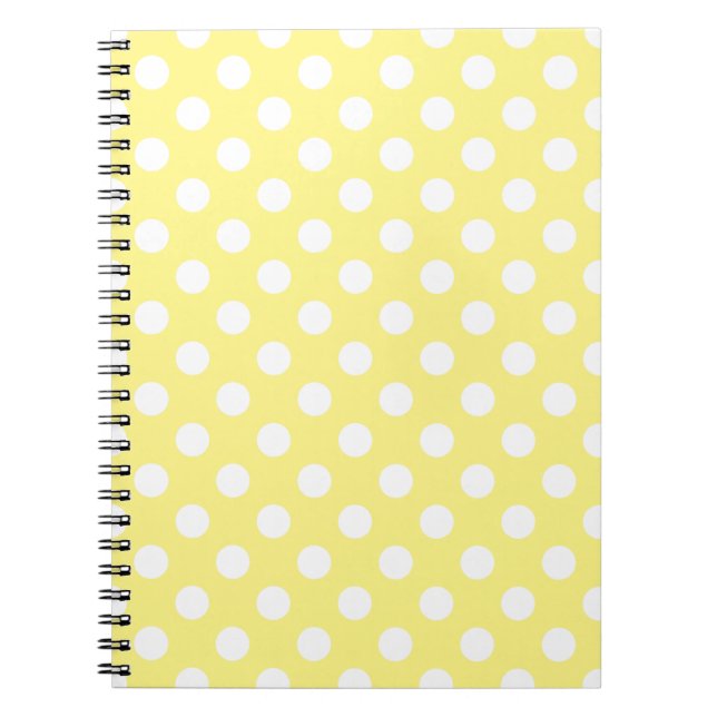 White polka dots on lemon yellow notebook (Front)