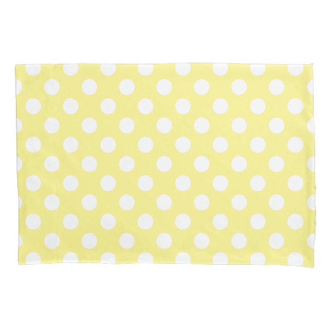 White polka dots on lemon yellow pillowcase (Front)