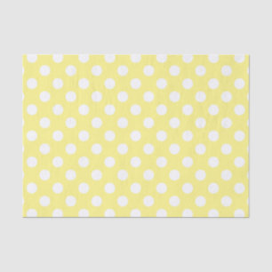 White polka dots on lemon yellow tissue paper