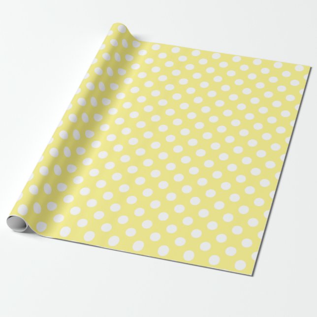 White polka dots on lemon yellow wrapping paper (Unrolled)