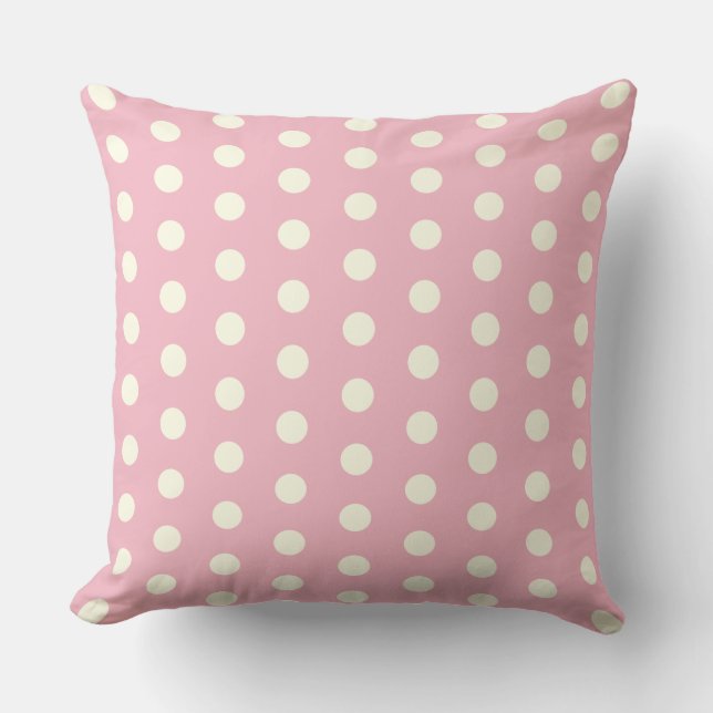 White Polka Dots on Light Pink Cushion (Front)