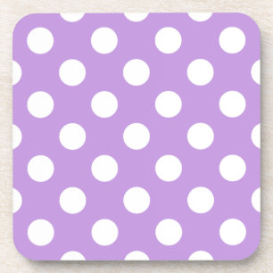 White polka dots on lilac coaster