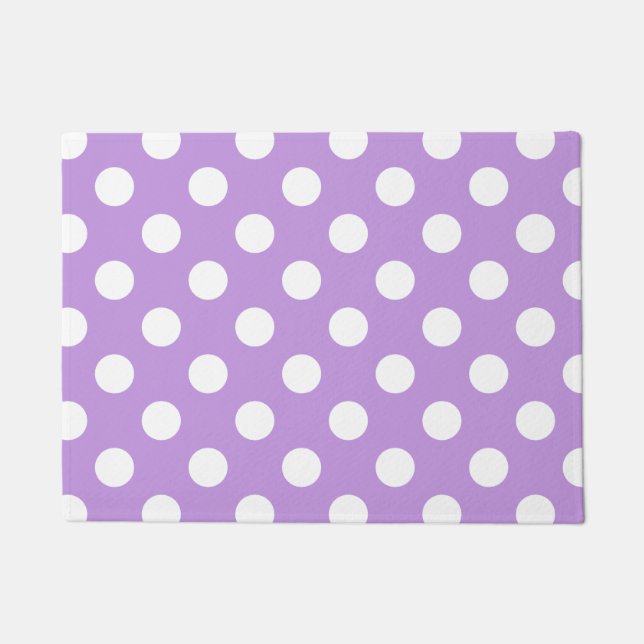 White polka dots on lilac doormat (Front)